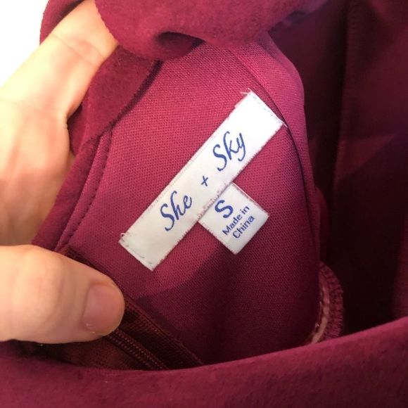[She + Sky] Wine Suede Romper - Size Small - Picture 7 of 7